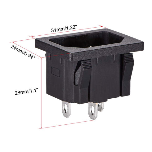 uxcell C14 Panel Mount Plug Adapter AC 250V 10A 3 Pins IEC Inlet Plug Power Connector Socket Straight Pack of 2