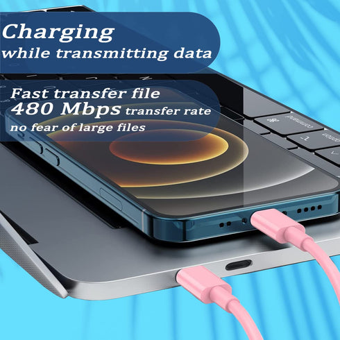 Multi USB Charging Adapter Cable Kit, USB C to Lighting Adapter Box, Data Transfer, Phone Holder (Pink)