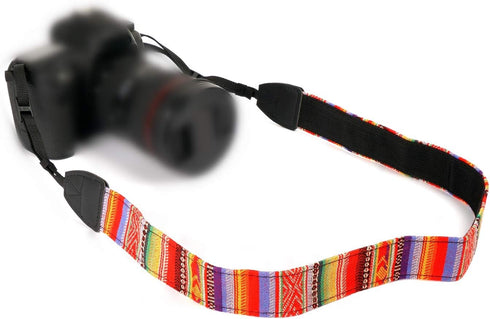 WANBY Camera Strap Canvas Rainbow Neck Shoulder Strap with Quick Release Buckles for DSLR SLR