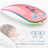 TENMOS Wireless Bluetooth Mouse, LED Slim Dual Mode Rechargeable Silent Mouse with Type C Adapter (Pink)