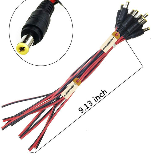 Lsgoodcare 20Pcs 5.5 x 2.1 MM DC Power Jack Socket Adapter with Cable & 5.5mm x 2.1mm Male Pigtail