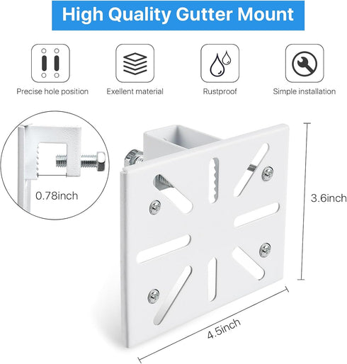 Gutter Mount for eufy Security Solocam S340 Solar Security Camera (White)