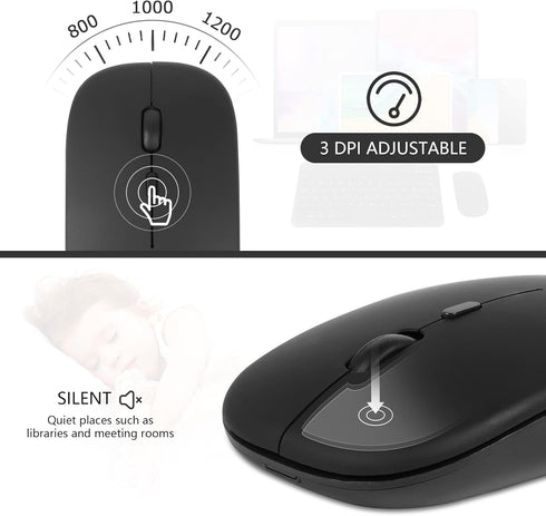 Ultra-Slim Bluetooth Keyboard and Mouse Combo - Rechargeable Wireless Set for PC, Tablet, and Smartphone