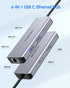 LENTION 6-in-1 4K@60Hz 100W 3X 3.0 (C26, USB C Hub with Gigabit Ethernet, HDMI, PD Fast Charging, USB Docking Station