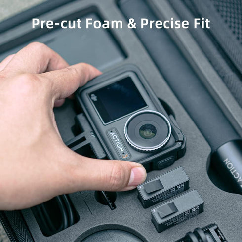SUREWO Waterproof Carrying Case for DJI Action 4, Travel Portable Bag Compatible with Osmo Action 4/3 Accessories