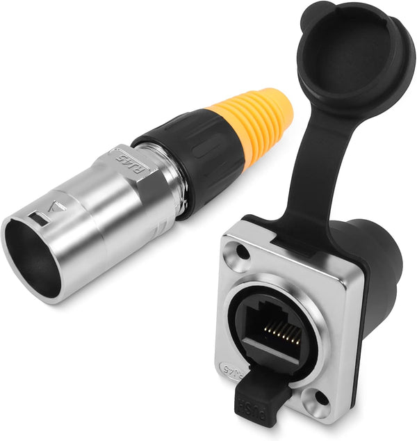 QIANRENON RJ45 Waterproof Network Connector, CAT6 Panel Mount Outdoor Waterproof Adapter, IP65