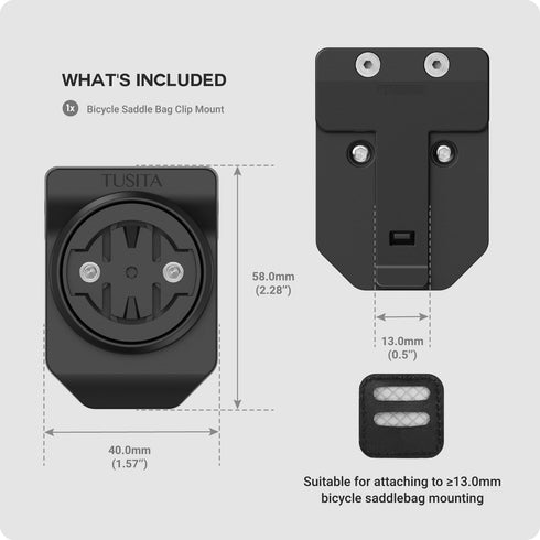 TUSITA Cycling Saddle Bag Clip Mount (Small Slot) for Garmin Varia RTL515, RTL510, RVR315