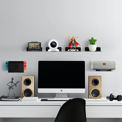 TXEsign Small Floating Shelves, 6" Speaker Shelf-2 Pack, Metal Mount Shelves for Bluetooth Speaker, Webcam, Cell