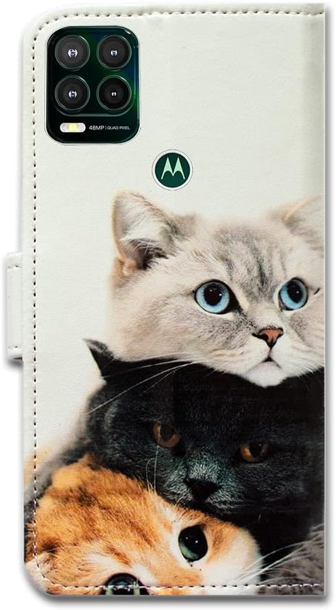 Case for Moto G Stylus 5G (Not Fit G Stylus 4G) - Cute Brown Cat Leather Flip Phone Case Wallet Cover with Card Slot