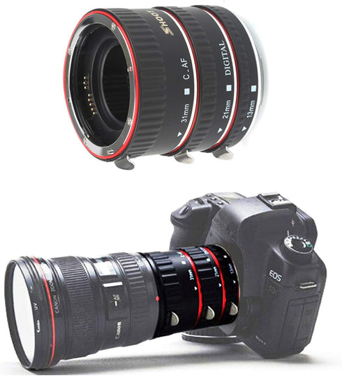 SHOOT AF Auto Focus Macro Extension Tube Set for Canon EOS EF EF-S Lens DSLR Cameras 1100D 700D 650D 600D 550D 500D 450D 400D 350D 300D 100D 70D Close-up(13mm 21mm 31mm)