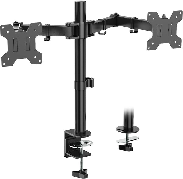 WALI Dual Monitor Desk Mount, Stand for 2 Monitors Up to 27 Inch, Max 22lbs, Black, Home, Office, School