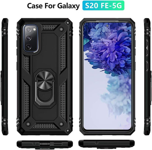 for Samsung Galaxy S20 FE Case with Screen Protector, Military Grade 16ft Drop Tested Cover, Black
