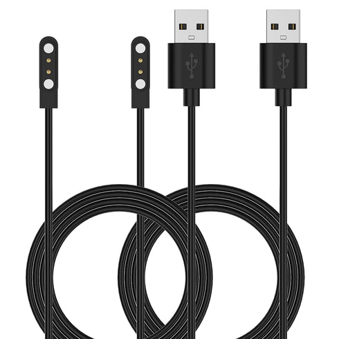 RuenTech 2-Pack Charger for Letsfit IW1 EW1/FITNIV IW1/LIVIKEY EW1 Smart Watch, 3.3FT Replacement Cable (Black&Black)