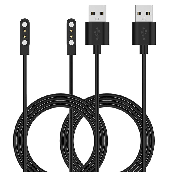 RuenTech 2-Pack Charger for Letsfit IW1 EW1/FITNIV IW1/LIVIKEY EW1 Smart Watch, 3.3FT Replacement Cable (Black&Black)