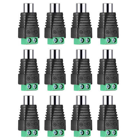 RCA to AV Screw Terminal Connector, Phono RCA Female Jack Solderless Converter for Audio/Video Speaker Wire