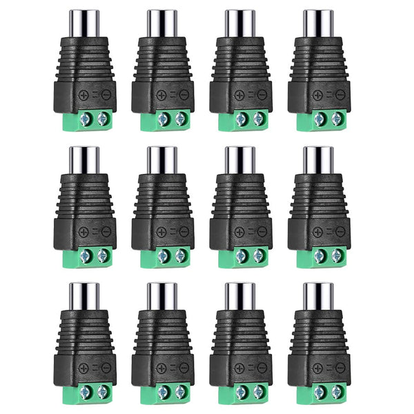 RCA to AV Screw Terminal Connector, Phono RCA Female Jack Solderless Converter for Audio/Video Speaker Wire