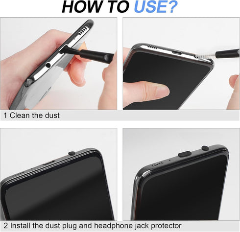 Silicone USB C Dust Plug Cover with Cleaning Kit for iPhone 15 Series, Samsung Galaxy S23/S22/S21/S20, Note 20/10 and