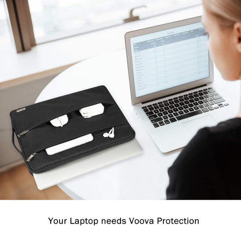 Voova 14 15 Inch Laptop Sleeve Case, Waterproof Computer Bag Cover for MacBook Pro 14 M3/M2/M1, MacBook Air 15, Black