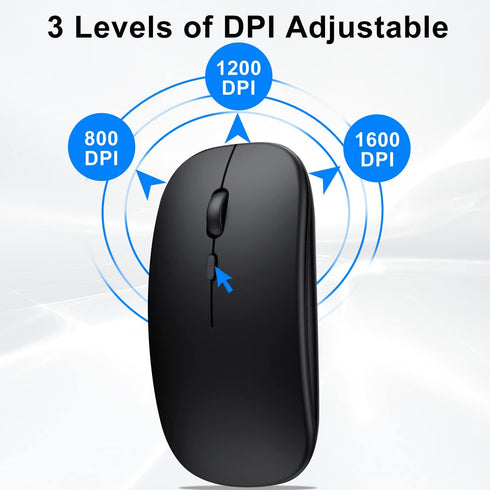 Wireless Bluetooth Mouse for iPad/MacBook Pro/Air/Laptop/PC, Rechargeable Silent Mouse Portable Slim for Surface