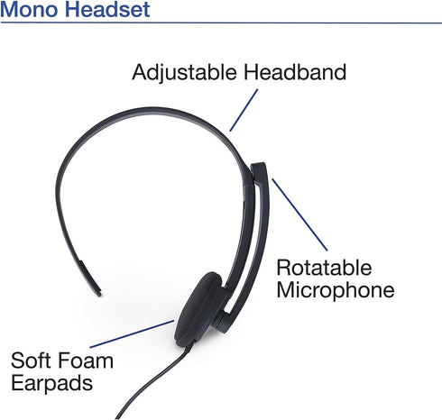 Verbatim Mono 3.5mm Headset with Microphone and in-Line Remote in Black