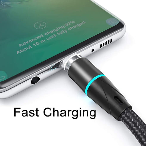 NETDOT Magnetic Charging Cable, 2in1 Gen12 (3.3ft/3 Pack Black) 18W Fast Charging for USB-C and Micro-USB Phones