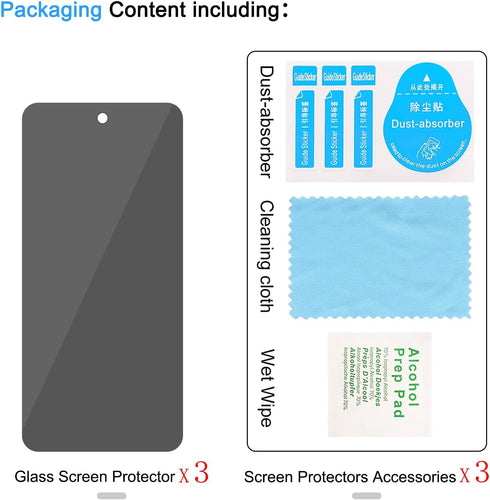 3 Pack Anti-Spy Tempered Glass Privacy Screen Protector for Google Pixel 8 Pro - Ultra HD, Bubble-Free, 9H Scratch