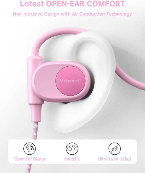 3.5mm Mehomeli Kid Headphones for School, Air Conduction Open Ear Headphones, Jack Wired Cord, Ultra-Comfort, Ergonomic