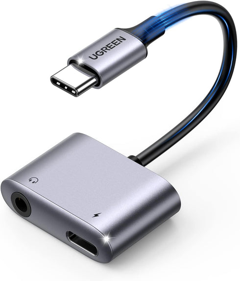 UGREEN 2 in 1 USB C to 3.5mm Headphone and Charger Adapter, Type C to Aux Audio Jack with PD 60W Fast Charging for