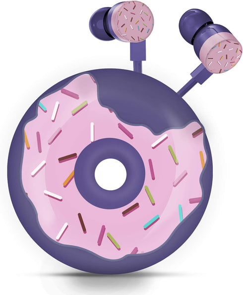QearFun Donut Earbuds for Kids - Cute Wired Earbud & in-Ear Headphones Gift with Microphone and Lovely Storage Case