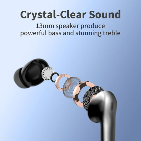 TAGRY Bluetooth Headphones, True Wireless Earbuds with 60H Playback and LED Power Display, IPX5 Waterproof
