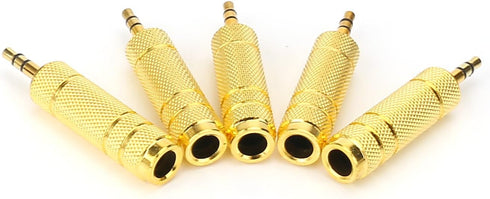 SiYear 5 Pack 3.5mm Male Plug to 6.35mm Female Stereo Jack Adaptor, Gold Plated for Audio