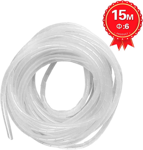 50Ft XHF 1/4" Clear Spiral Cable Wrap, 6mm, for Computer Electrical Wire Organizer Sleeve, RoHS