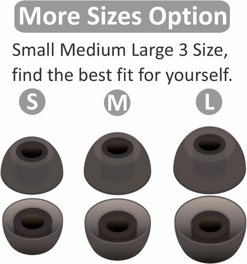 JBL Vibe 200TWS Replacement Ear Tips - Silicone Ear Buds, 6 Pairs (S/M/L) in Black, Compatible with JBL Earbuds.