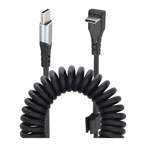 USB 3.1 Type C to Type C Cable, 90 Degree Spring Spiral Fast Charging Data Extension Cable, 3.3FT/1M for Laptop & Tablet