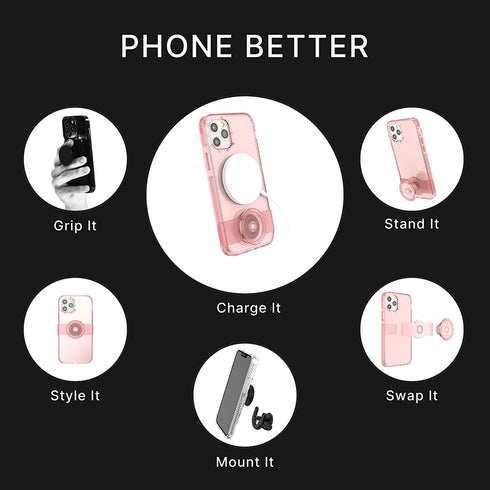 PopSockets iPhone 12/12 Pro Case with Repositionable Slide Grip, Compatible with MagSafe - Peachy