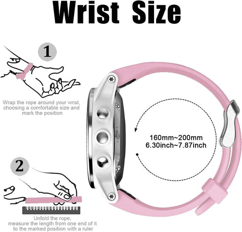 NotoCity Compatible Fenix 5S/6S/7S/8 43mm Watch Band - Quickfit Soft Silicone Replacement Strap (Silver Buckle - 2pcs)