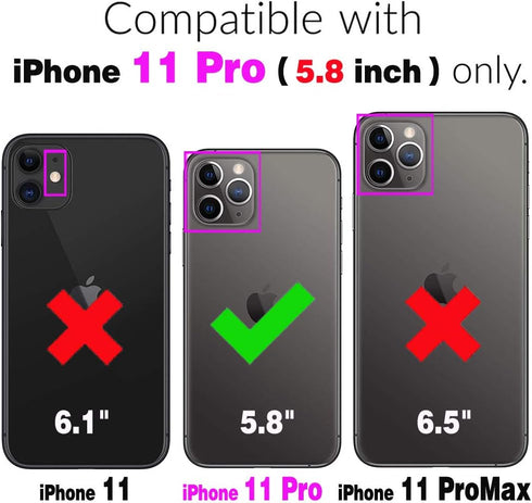 Compatible with iPhone 11 Pro 5.8 Wallet Case Crossbody Strap Leather Zipper Credit Card Holder Clasp Stand Cell Accessories Flip Purse Phone Cover for iPhone11pro iPhone11 i XI 11s 11pro Women Purple