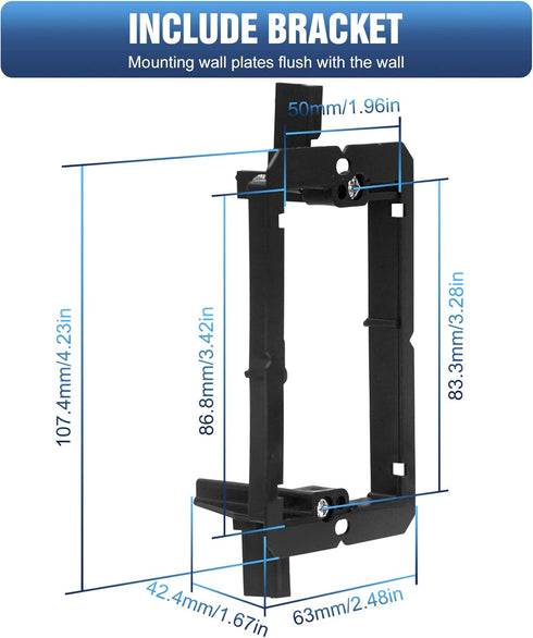 VCELINK Wall Plate Cable Pass Through with Mounting Bracket, 2-Pack, White, Flexible Rubber Opening for Low Voltage