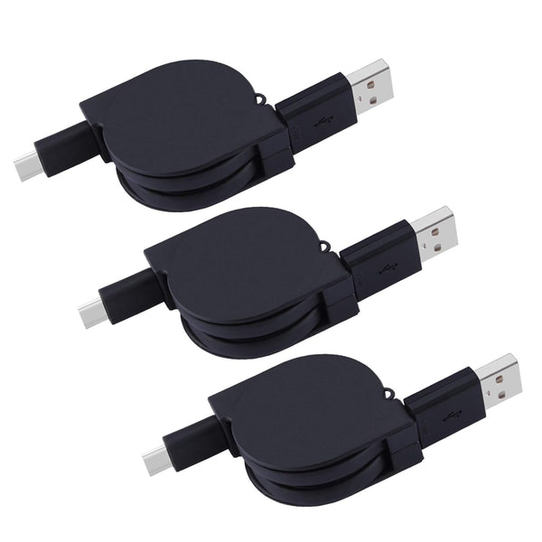 Retractable USB Type C Charger Cable for Samsung Note 8, Galaxy S22, S9, Google Pixel 6, LG G7, and more.