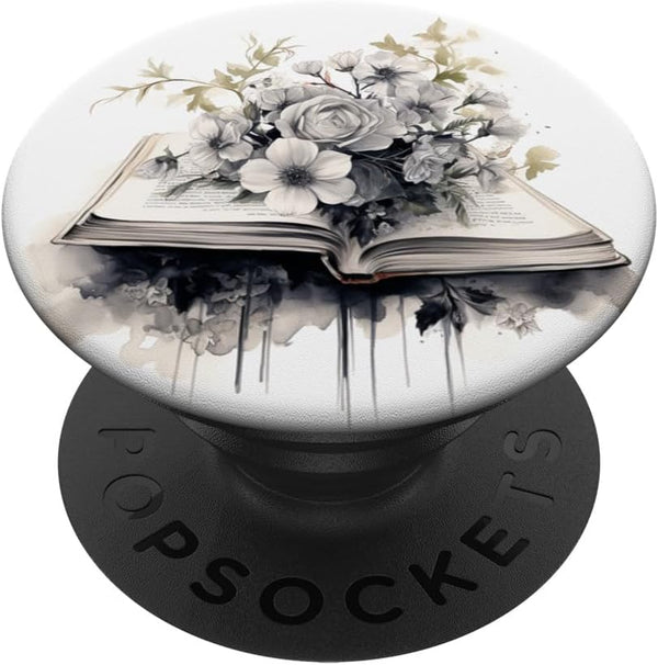 Reading Books And Flowers Librarian Book Lover Floral PopSockets Standard PopGrip