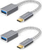 CableCreation 2-Pack USB3.1 USB Female to USB C Adapter, 0.5FT/0.15m, Braided OTG 5Gbps Data, Space Gray