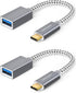 CableCreation 2-Pack USB3.1 USB Female to USB C Adapter, 0.5FT/0.15m, Braided OTG 5Gbps Data, Space Gray