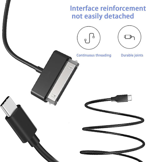 USB Adapter Cable for 30-Pin Devices, Compatible with iPhone 4/4S, iPad 1/2/3, iPod, USB-C Connector