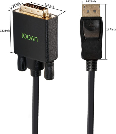 DisplayPort to DVI Cable 6ft 3-Pack, DP Display Port to DVI-D Cable Male to Male for Computer, Monitor, Projector