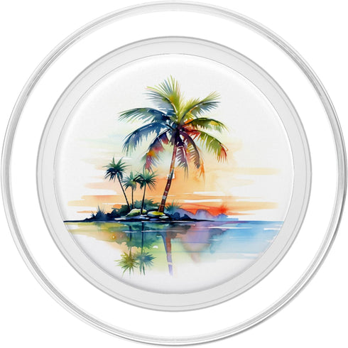 Palm Tree Pattern Green Leaves Summer Tropical Watercolor Palm Tree Tropical PopSockets PopGrip for MagSafe