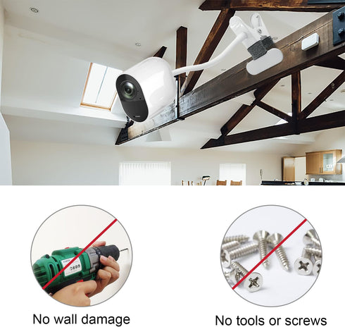 2Pack Flexible Clamp Mount for Arlo Cam, Pro/Pro 2/Pro 3/Ultra, Flexible Gooseneck Mounting Bracket (White)