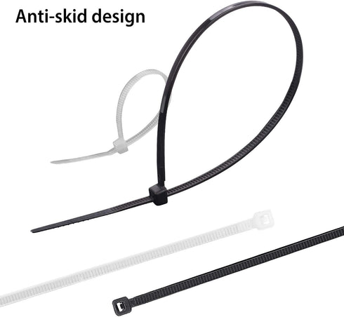 Neetto 120 Pcs Nylon Zip Ties Assorted Sizes 8 inch & 4 inch, Black & White, Self Locking for Home Office Garden