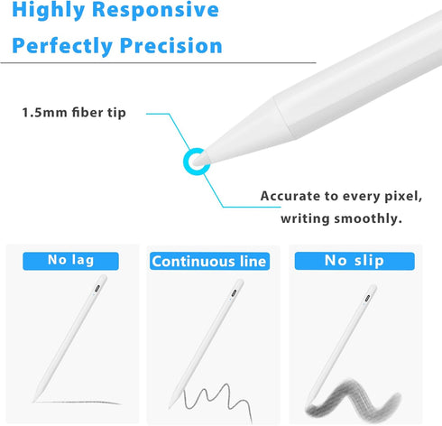 Stylus Pen for iPad with Palm Rejection, Compatible with 2018-2024 Apple iPad Pro, Air, and Mini Models