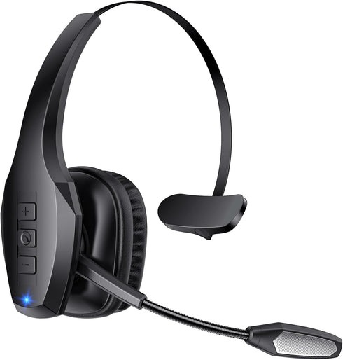 Trucker Bluetooth Headset, Wireless Headset with Mic, Bluetooth Headset with Dual Noise Cancelling Microphone & Mute