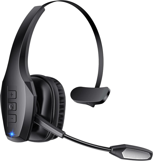 Trucker Bluetooth Headset, Wireless Headset with Mic, Bluetooth Headset with Dual Noise Cancelling Microphone & Mute